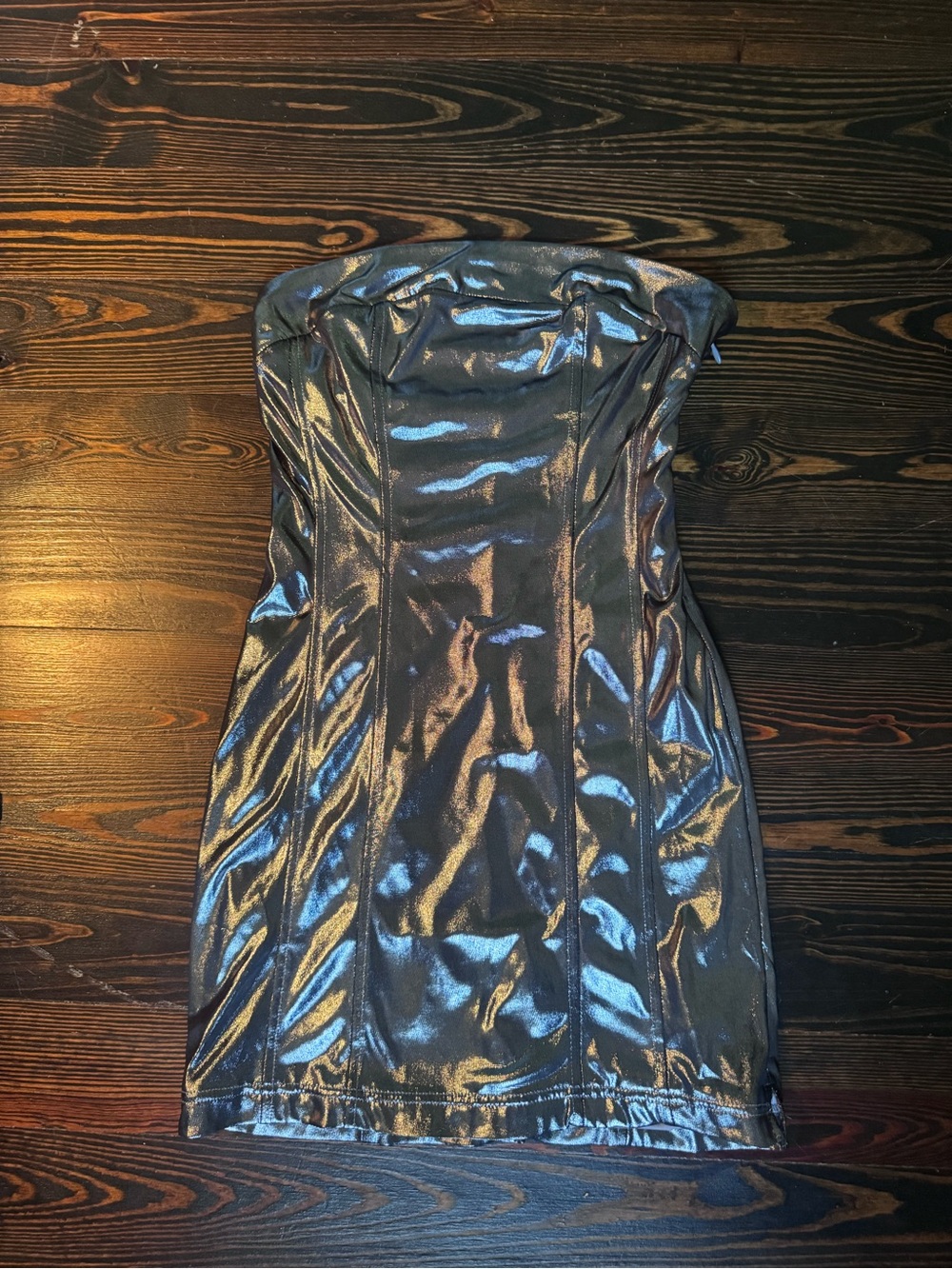 Urban Outfitters Shimmery Metallic Strapless Mini Dress - Silver